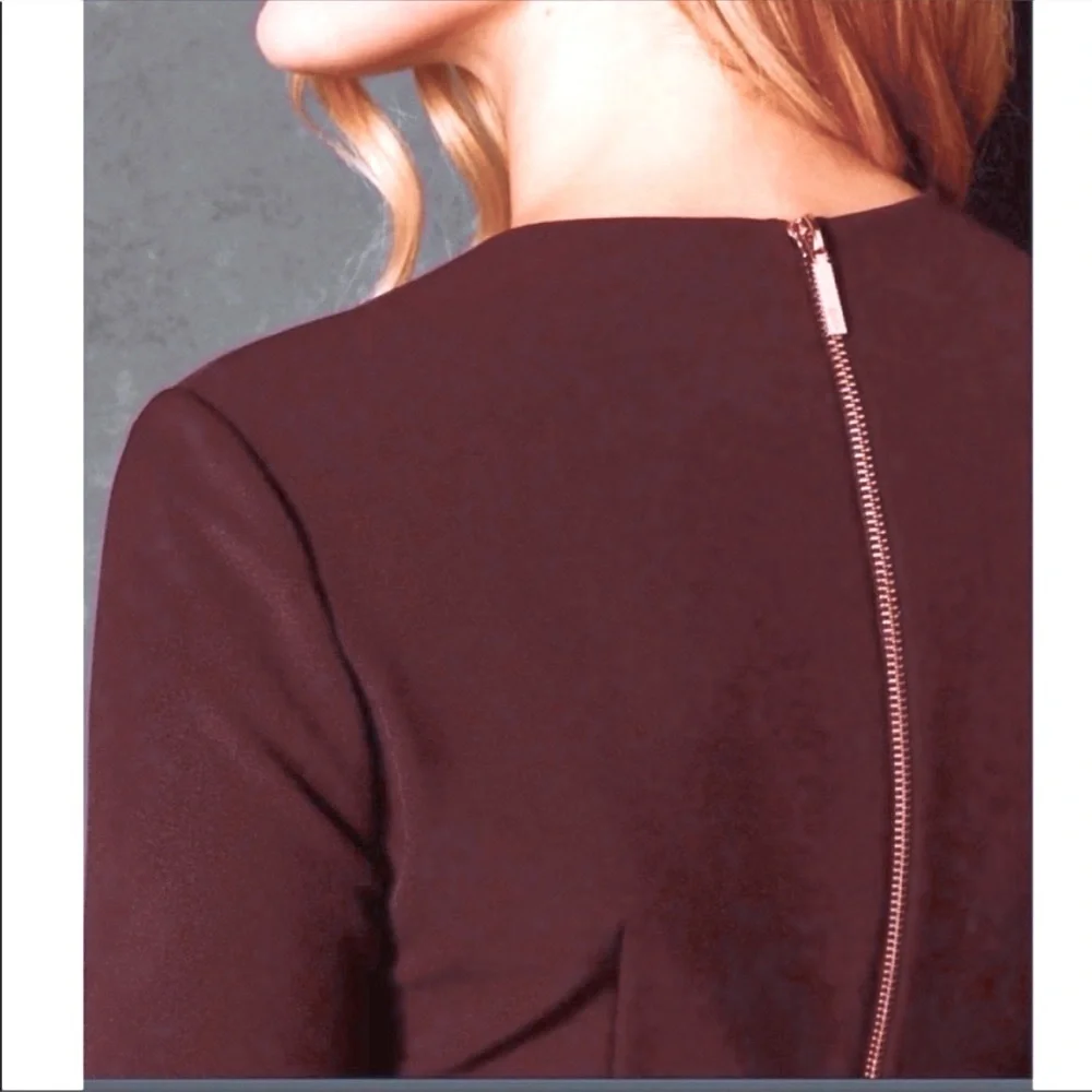 Ted Baker Burgundy Long Sleeve Dress - Picture 2 of 11